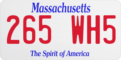 MA license plate 265WH5