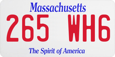 MA license plate 265WH6