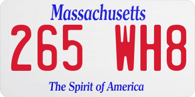 MA license plate 265WH8