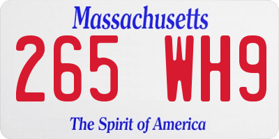 MA license plate 265WH9