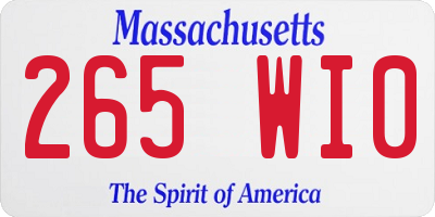 MA license plate 265WI0