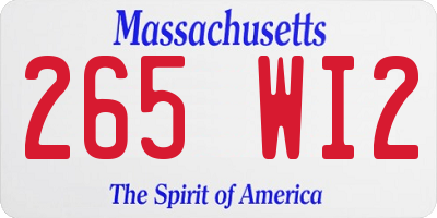 MA license plate 265WI2