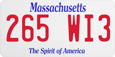 MA license plate 265WI3