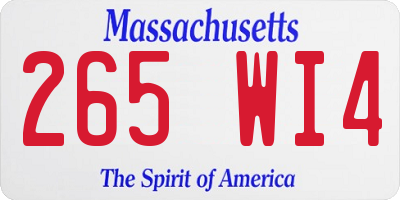 MA license plate 265WI4