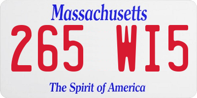 MA license plate 265WI5