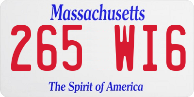 MA license plate 265WI6