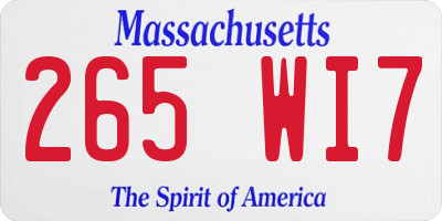 MA license plate 265WI7