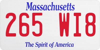 MA license plate 265WI8
