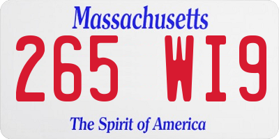 MA license plate 265WI9