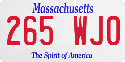 MA license plate 265WJ0