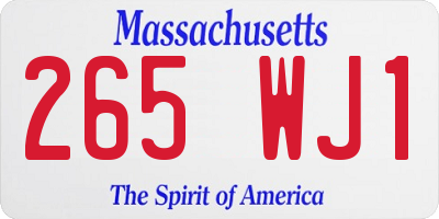 MA license plate 265WJ1