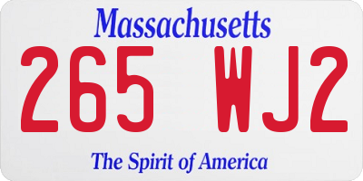 MA license plate 265WJ2