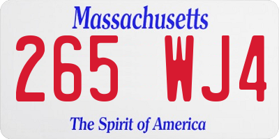 MA license plate 265WJ4