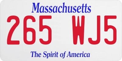 MA license plate 265WJ5