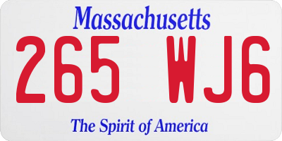 MA license plate 265WJ6