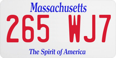 MA license plate 265WJ7