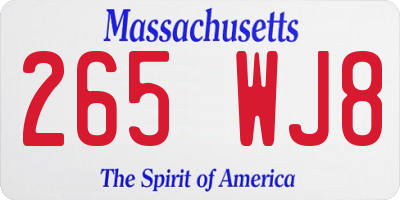 MA license plate 265WJ8