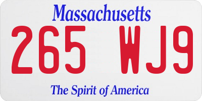 MA license plate 265WJ9
