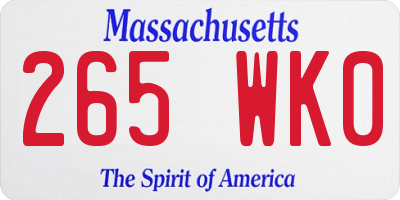 MA license plate 265WK0
