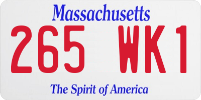 MA license plate 265WK1