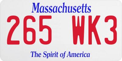 MA license plate 265WK3
