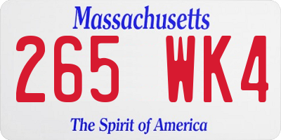 MA license plate 265WK4