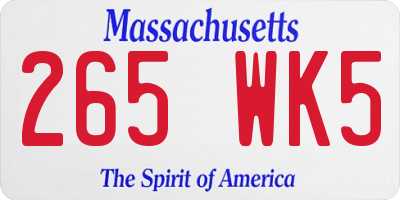 MA license plate 265WK5