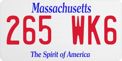 MA license plate 265WK6