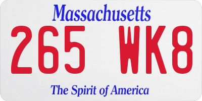 MA license plate 265WK8