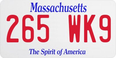 MA license plate 265WK9