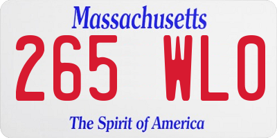 MA license plate 265WL0