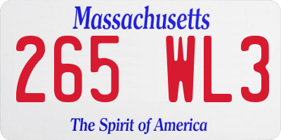MA license plate 265WL3