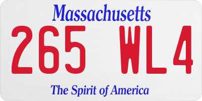 MA license plate 265WL4