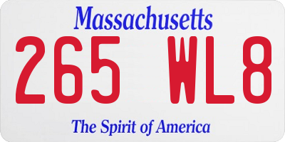 MA license plate 265WL8