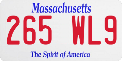 MA license plate 265WL9
