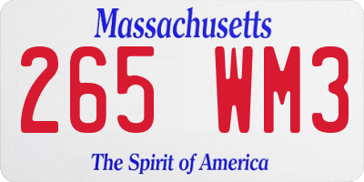 MA license plate 265WM3