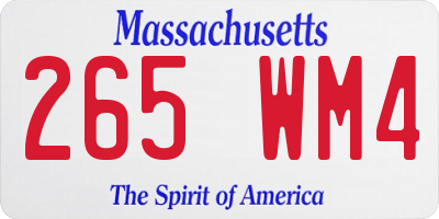 MA license plate 265WM4