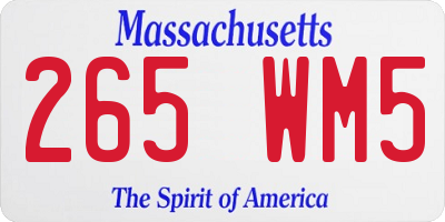 MA license plate 265WM5