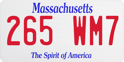 MA license plate 265WM7