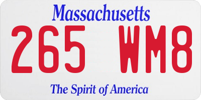 MA license plate 265WM8