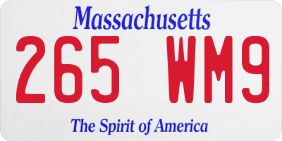 MA license plate 265WM9