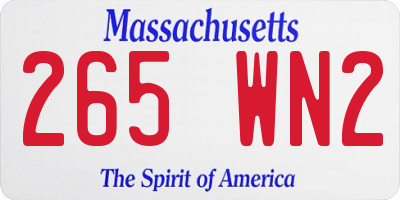 MA license plate 265WN2