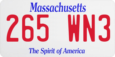 MA license plate 265WN3