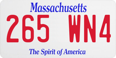 MA license plate 265WN4
