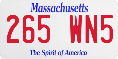 MA license plate 265WN5