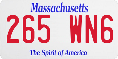 MA license plate 265WN6