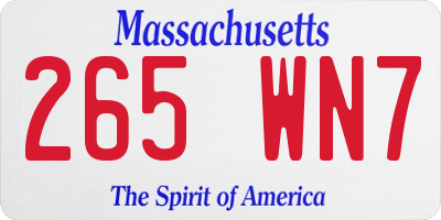 MA license plate 265WN7