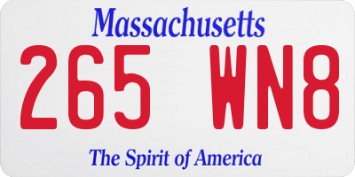 MA license plate 265WN8