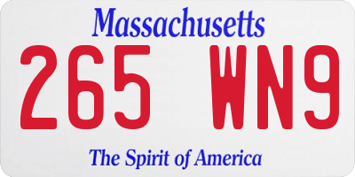 MA license plate 265WN9