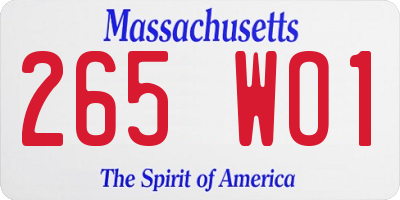 MA license plate 265WO1